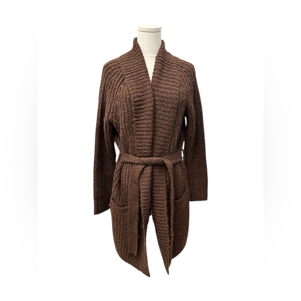525 AMERICAN Sweater Coat Belt Brown Toasted Almond Knit Women Size XS $179 MSRP - Picture 3 of 11